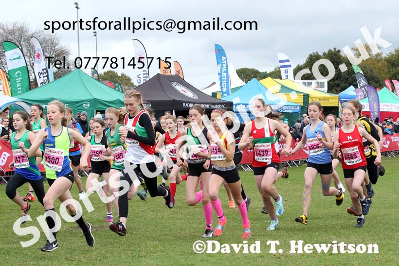 Girls under-13s 2021 National Cross Country Relays, Berry Hill Park, Mansfield. Photo: David T. Hewitson/Sports for All Pics